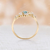 Moss Agate Leaf Design Engagement Ring Yellow Gold