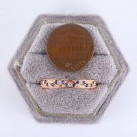 Vintage Round Lab Sapphire 3/4 Eternity Wedding Band Rose Gold