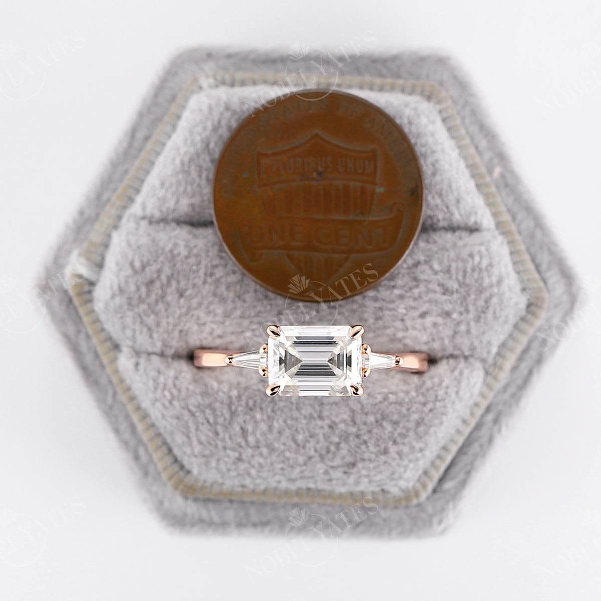 Tapered Baguette Three Stones Moissanite Engagement Ring