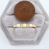 Diamond &Akoya Pearl Straight Band Yellow Gold Matching