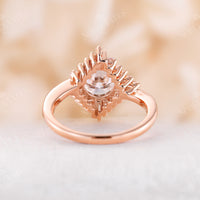 Unique Moissanite Art Deco Round Cluster Engagement Ring Rose Gold