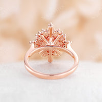 Princess Cut Halo Art Deco Engagement Ring Rose Gold
