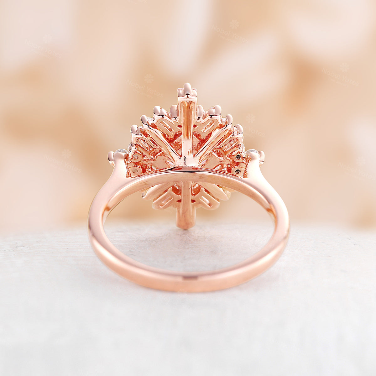 Princess Cut Halo Art Deco Engagement Ring Rose Gold