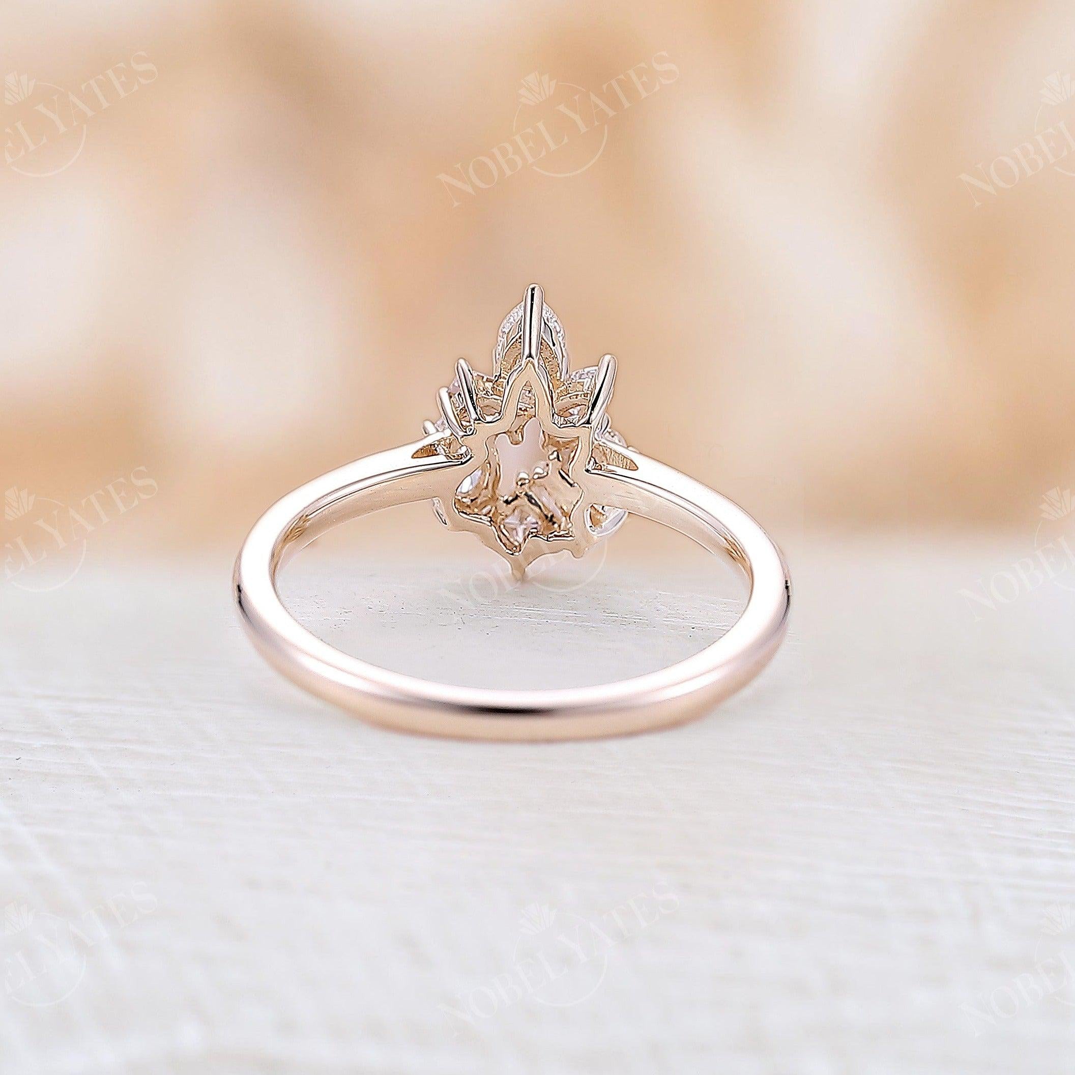 2.63 Ct Estate Vintage Pear Cluster top Engagement Wedding Ring, Art Deco Style Ring, Antique Wedding Cocktail Ring, Baguette Channel Set