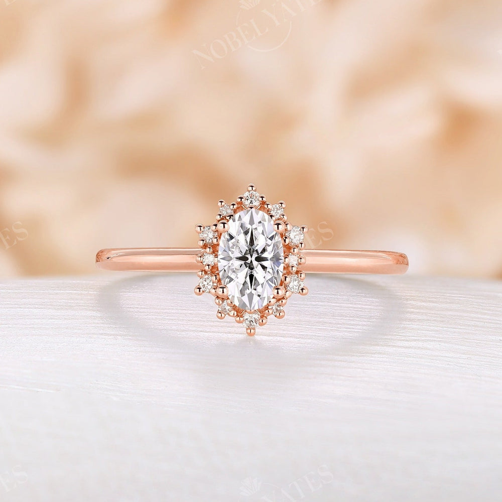 
                  
                    Oval Moissanite Halo Rose Gold Engagement Ring
                  
                