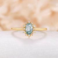 Oval Lab Alexandrite Halo Rose Gold Engagement Ring