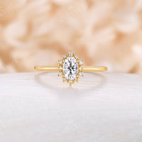 Oval Moissanite Halo Rose Gold Engagement Ring