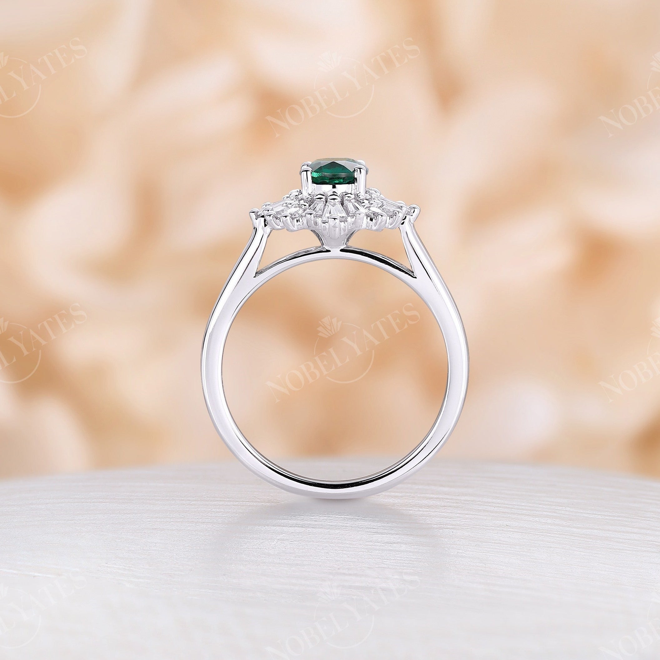 14k White Gold Genuine .58 Cttw Emerald & Diamond Ring – Exeter Jewelers