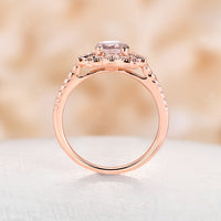 Oval Pink Morganite Art Deco Milgrain Engagement Ring