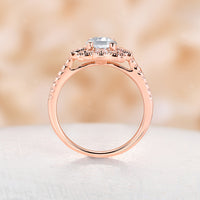 Oval Moonstone Art Deco Rose Gold Milgrain Engagement Ring