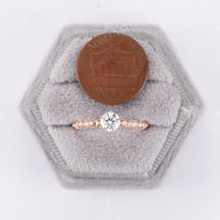 Vintage Round Moissanite Milgrain Engagement Ring Rose Gold