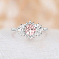 Art deco Round Pink Morganite Star Engagement Ring