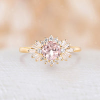 Art deco Round Pink Morganite Star Engagement Ring