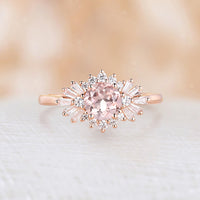 Art deco Round Pink Morganite Star Engagement Ring