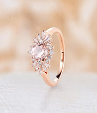 Art deco Round Pink Morganite Star Engagement Ring