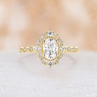 Vintage Oval Shape Moissanite Rose Gold Milgrain Engagement Ring