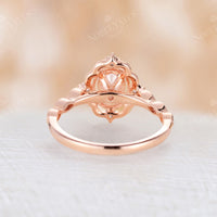 Vintage Oval Shape Moissanite Rose Gold Milgrain Engagement Ring