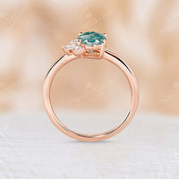 Art Deco Oval Cut Moss Agate Engagement Ring Rose Gold
