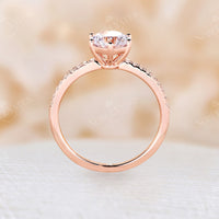Moissanite Classic Round Pave Engagement Ring Rose Gold