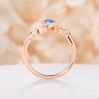 Round Shape Moonstone Engagement Ring Vintage Rose Gold Cluster Bypass Band