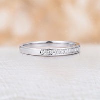 Channel Set Natural Diamond Straight Wedding Band White Gold