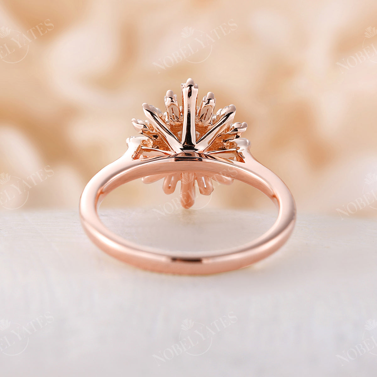 Moissanite Art Deco Round Cluster Engagement Ring Rose Gold