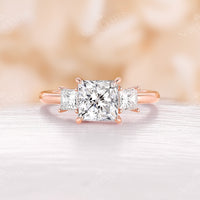 Princess Three Stones Rose Gold Engagement Ring Classic