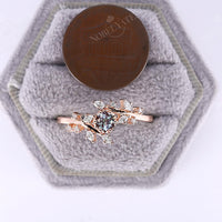Lab Alexandrite Leaf Design Engagement Ring Rose Gold