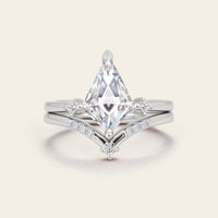 Kite Cut Moissanite Art Deco Bridal Sets Engagement Ring 2pcs