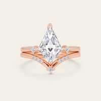 Kite Cut Moissanite Art Deco Bridal Sets Engagement Ring 2pcs