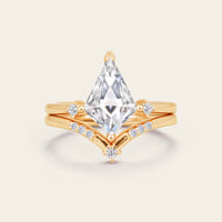 Kite Cut Moissanite Art Deco Bridal Sets Engagement Ring 2pcs