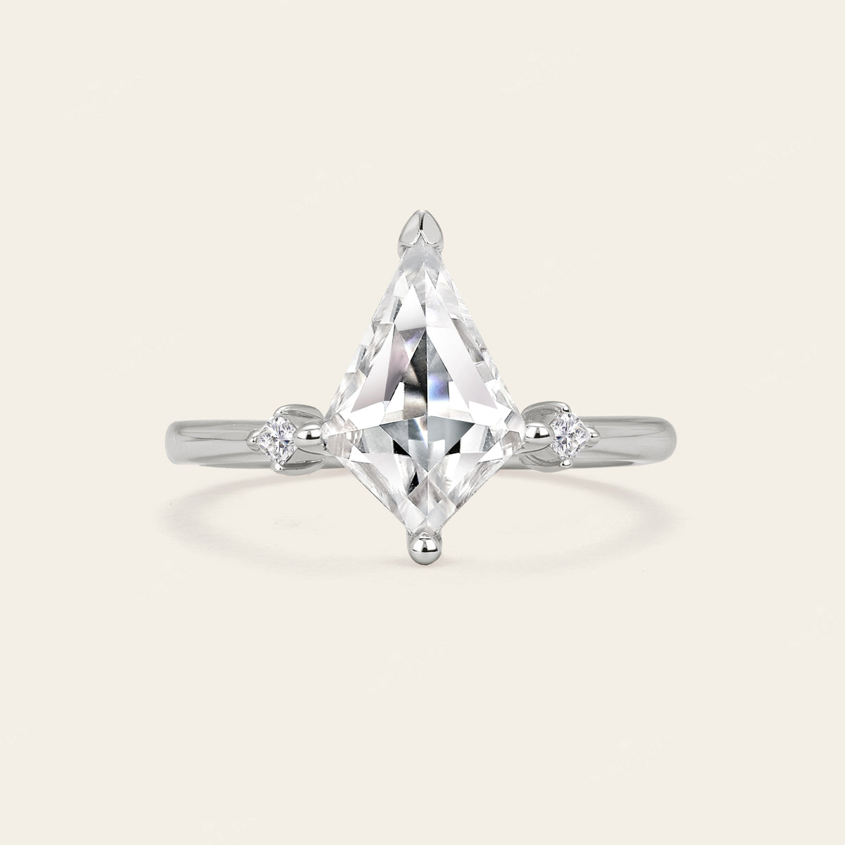 Kite Cut Moissanite Art Deco Bridal Sets Engagement Ring 2pcs