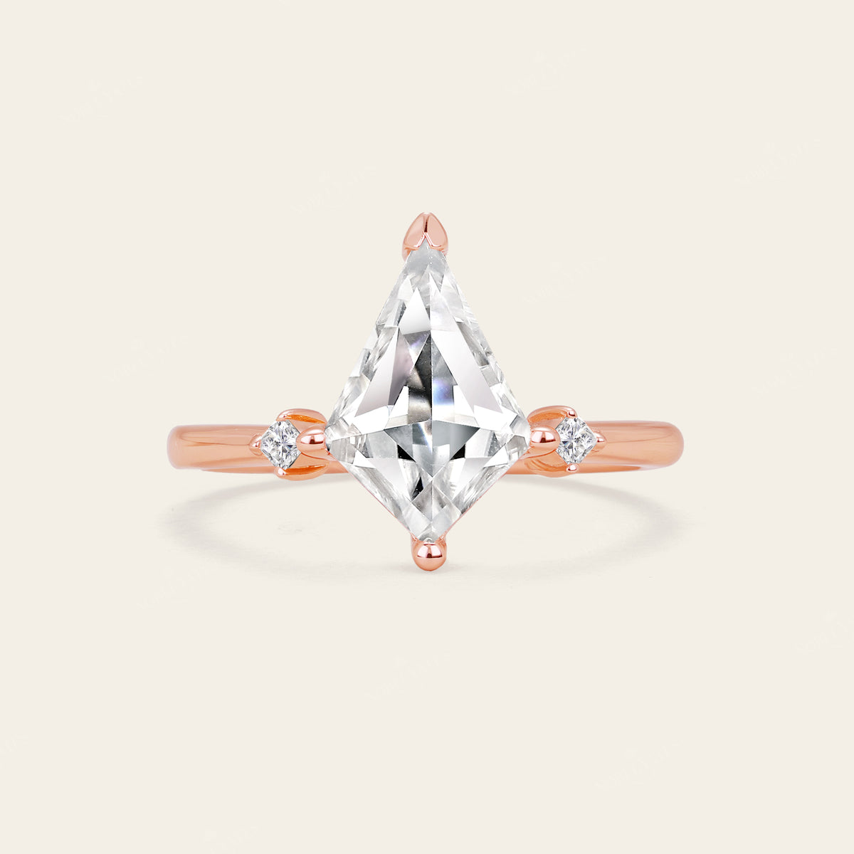 Kite Cut Moissanite Art Deco Bridal Sets Engagement Ring 2pcs