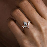 Kite Cut Salt and Pepper Diamond Art Deco Bridal Sets 2pcs