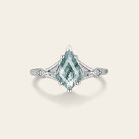 Kite Shape Moss Agate Vintage Rose Gold Engagement Ring