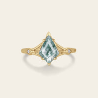 Kite Shape Moss Agate Vintage Rose Gold Engagement Ring
