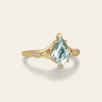 Kite Shape Moss Agate Vintage Rose Gold Engagement Ring