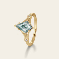Kite Shape Moss Agate Vintage Rose Gold Engagement Ring