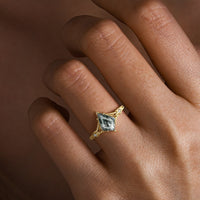 Kite Shape Moss Agate Vintage Rose Gold Engagement Ring
