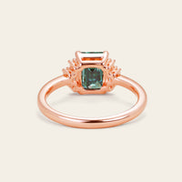 Lab Emerald Green & Lab Grown Diamond Art Deco Engagement Ring