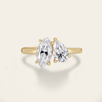Marquise & Pear Cut Moissanite Toi et Moi Engagement Ring Two Gemstone