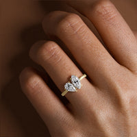 Marquise & Pear Cut Moissanite Toi et Moi Engagement Ring Two Gemstone