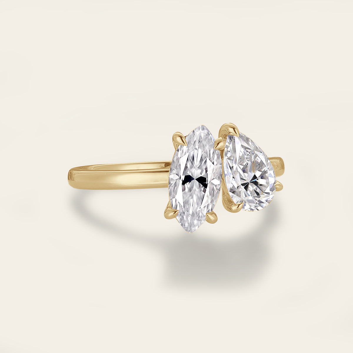 Marquise & Pear Cut Moissanite Toi et Moi Engagement Ring Two Gemstone