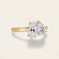 Marquise & Pear Cut Moissanite Toi et Moi Engagement Ring Two Gemstone