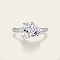 Marquise & Pear Cut Moissanite Toi et Moi Engagement Ring Two Gemstone