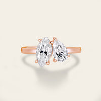 Marquise & Pear Cut Moissanite Toi et Moi Engagement Ring Two Gemstone