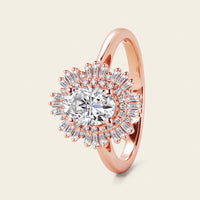 Art deco Oval Moissanite Engagement Ring Rose Gold