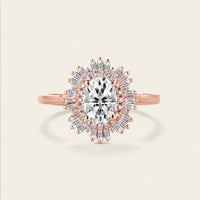 Art deco Oval Moissanite Engagement Ring Rose Gold