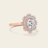 Art deco Oval Moissanite Engagement Ring Rose Gold