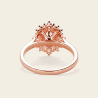 Oval Pink Morganite Art deco Halo Engagement Ring Rose Gold